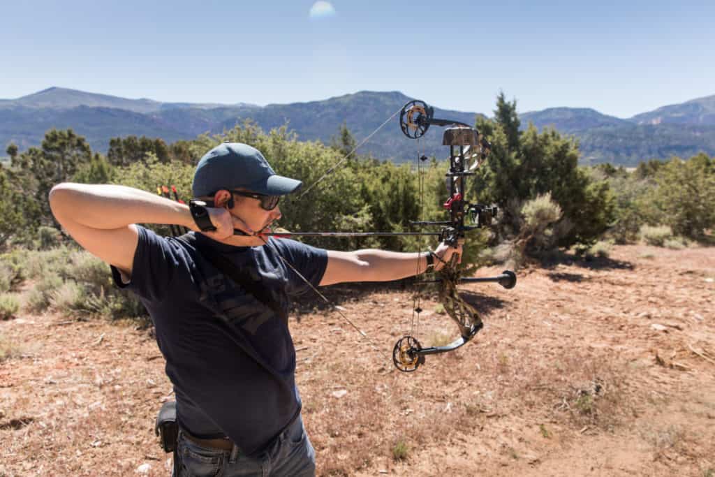 Brandon shooting his compound bow